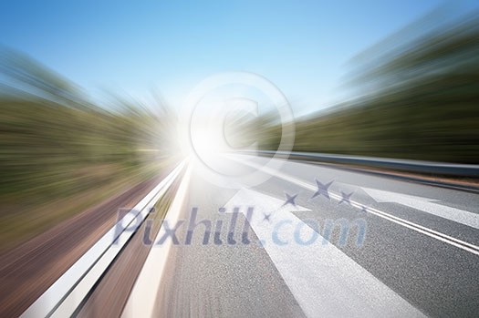 Conceptual image of asphalt road and direction arrow Conceptual image of asphalt road and direction arrow