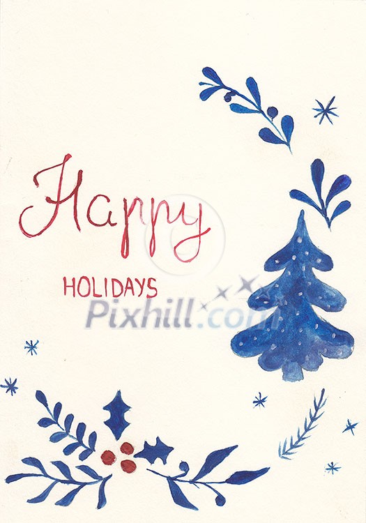 happy holidays Christmas calligraphy handwritten modern brush letter Hand drawn design elements with tree happy holidays Christmas calligraphy handwritten modern brush letter Hand drawn design elements with tree