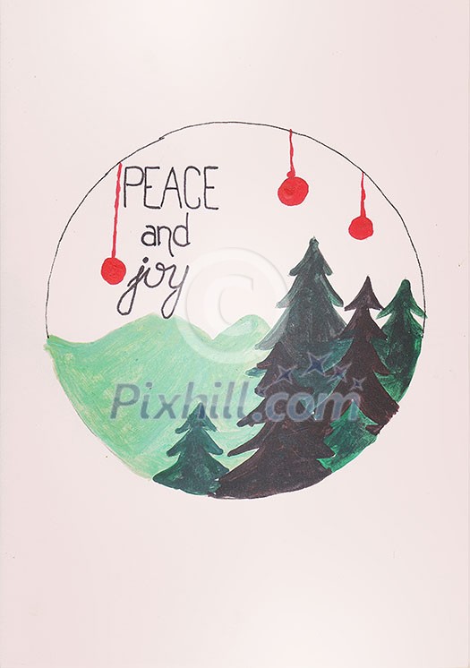 vintage postcard peace and joy slogan hand writen and drawn christmass and new year background design vintage postcard peace and joy slogan hand writen and drawn christmass and new year background design