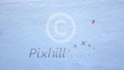 A woman in a pink jacket is skiing, people are going down the slope. 4K video, 240fps, 2160p. A woman in a pink jacket is skiing, people are going down the slope. 4K video, 240fps, 2160p.
