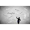 Young businesswoman catching word profit with hoop