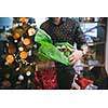 new year and christmas office party close up details food preparing and eating drinks and gifts authentic local startup business team