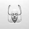 Glasses with plaster mask face for person with visual impairment, long shadows on a white background, copy space. Top view. Optics fashion healthy lifestyle.