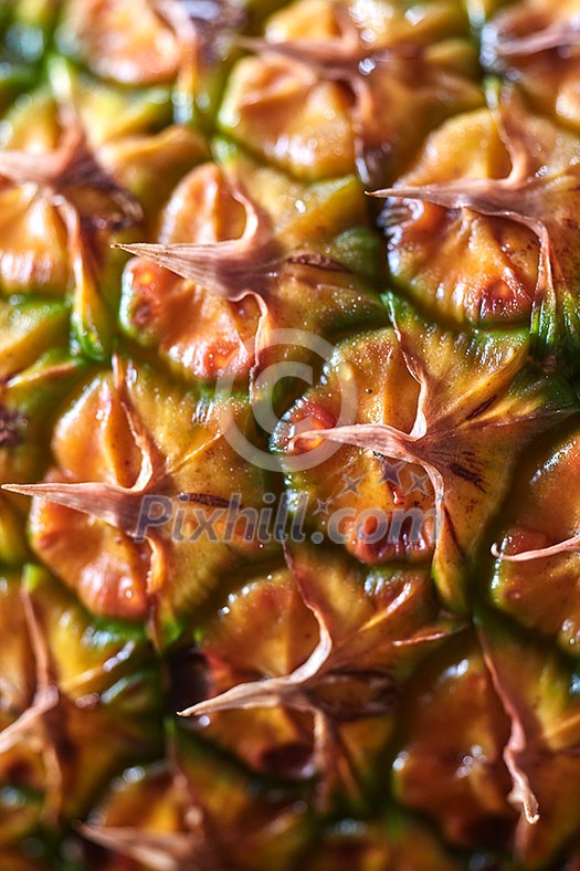 Exotic fruits background of pine apple, close-up view of fruits texture. Top view. Exotic fruits background of pine apple, close-up view of fruits texture. Top view.