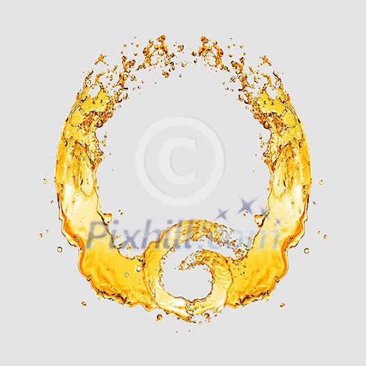Abstract beer logo from splashing waves of beer on a light grey background with copy space. Abstract beer logo from splashing waves of beer on a light grey background with copy space.