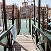 Pier on San Marco Canal and view on San Giorgio Maggiore, Venice, Italy. Gangway in Venice.