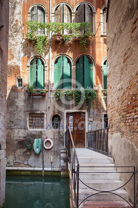 Beautiful view of traditional Venetian buildings. Venice, Italy, Europe. Classical building in ancient Venice, Italy. Beautiful view of traditional Venetian buildings. Venice, Italy, Europe. Classical building in ancient Venice, Italy.