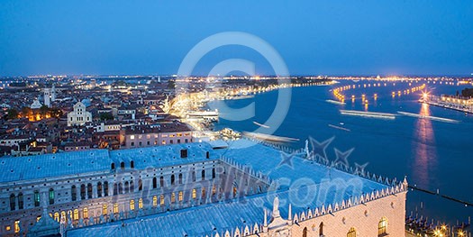 San Marco square from the San Marco Cathedral in Venice, Italy at night. Beautiful view. San Marco square from the San Marco Cathedral in Venice, Italy at night. Beautiful view.