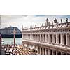 Millions of tourists visit Venice city center - city of gondolas is most romantic Italian city. San Marco square from the San Marco Cathedral in Venice, Italy.
