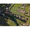 Spectacular aerial view of the old town of Volterra in Tuscany, Italy