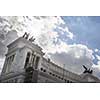 Architectural famouse building of Parlament in Rome, Italy on the background of cloudy sky in a summer sunny day with copy space.