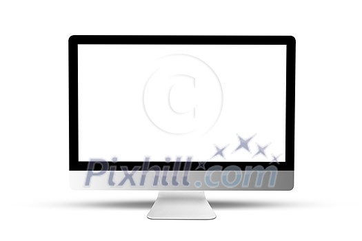 Desktop computer modern style with mock-up blank screen isolated on white background, copy space. Desktop computer modern style with mock-up blank screen isolated on white background, copy space.