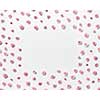 Greeting card from blooming small pink beautiful flowers and rectangular place for text. Flat lay. Valentine's Day concept.