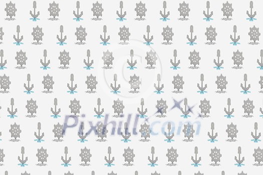 Pattern from long hard shadows of marine steering wheels and anchors on a light grey background. Flat lay. Pattern from long hard shadows of marine steering wheels and anchors on a light grey background. Flat lay.