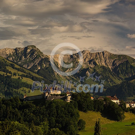 The medieval village of Gruyeres, Switzerland The medieval village of Gruyeres, Switzerland