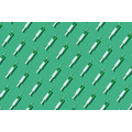 Healthcare horizontal pattern from sterile disposable plastic needles with green liquid or vaccine on light green background with hard shadows. Flat lay.