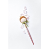 Golden dessert spoon with fresh natural organic rose flower in it and tender petals on a light grey background, copy space. Valentine's day greeting card.