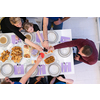 iftar dinner muslim family together during a ramadan feast at home top view