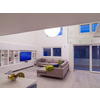 interior of a luxury stylish modern open space design two level apartment with white walls