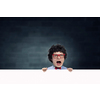Young funny man in glasses with big head