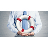 Close up of businessman with life buoy in hands