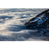 Splendid apline scenery. High mountains with fog and lovely evening light.