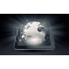 Cloud computing concept with tablet pc and application icons 