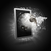 Global connection concept with tablet pc and digital Earth planet