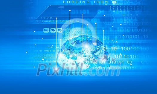 Background conceptual image of digital globe and binary code. Elements of this image are furnished by NASA Background conceptual image of digital globe and binary code. Elements of this image are furnished by NASA