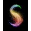 Creative picture of letter S from rainbow powder splash or explosion on a black background with copy space.
