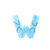 Capital letter W handmade from medical antibacterial protective blue face masks on a white background, copy space. Creative alphabet for making up new words.