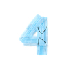 Figure 4, four handmade from medical antibacterial protective blue face masks on a white background, copy space. Creative typeface for making up new numerical information.