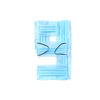 Figure 9, nine handmade from medical antibacterial protective blue face masks on a white background, copy space. Creative typeface for making up new numerical information.
