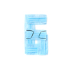 Figure 6, six handmade from medical antibacterial protective blue face masks on a white background, copy space. Creative typeface for making up new numerical information.