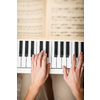 Playing Piano (shallow DOF; color toned image)