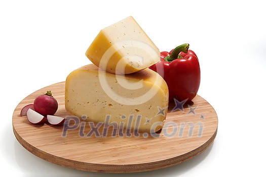 Organic  Cheese healthy gourment food  produced on local farm assortment  on wooden background