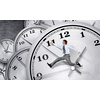 Concept of time with funny businessman running in a hurry