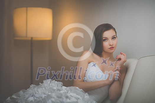 Gorgeous bride on her wedding day (color toned image; shallow DOF) Gorgeous bride on her wedding day (color toned image; shallow DOF)