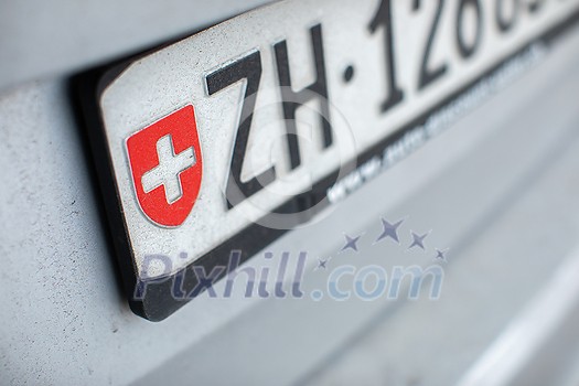 Zurich license plate on a car in Switzerland Zurich license plate on a car in Switzerland