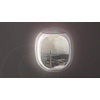 Panoramic aerial video of cityscape with buildings and houses of historical part of Istanbul, Turkey on a background of cloudy sky from porthole inside airplane.. 4K UHD video 3840, 2160p.