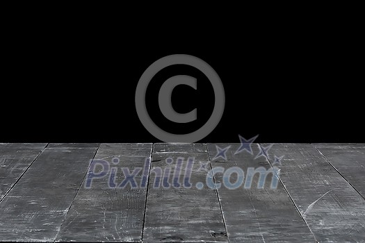 Natural dark grey old wooden textured empty backdrop on a black background. Can be used for your creativity or montage your products. Used focus stacking to create full depth of field. Natural dark grey old wooden textured empty backdrop on a black background. Can be used for your creativity or montage your products. Used focus stacking to create full depth of field.
