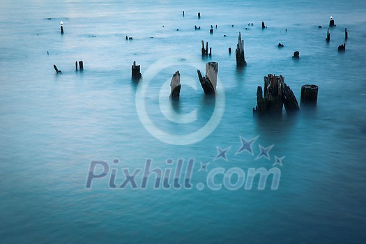 Long exposure shot of Hudson river in NYC Long exposure shot of Hudson river in NYC
