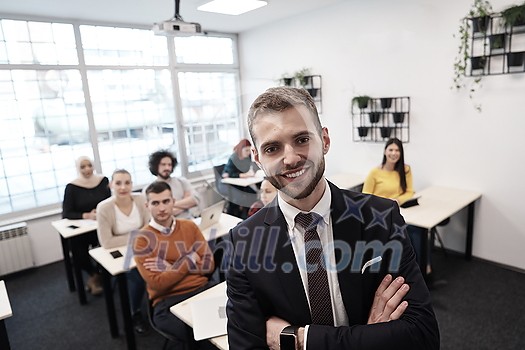 business education group of students at class or presentation business education group of students at class or presentation