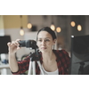 video blogger millenial business woman making live video show presentation or tutorial