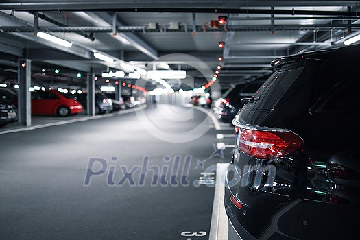 Underground garage or modern car parking with lots of vehicles Underground garage or modern car parking with lots of vehicles