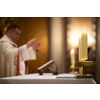 Priests during a mass/wedding ceremony/nuptial mass (shallow DOF; color toned image)