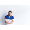 portrait of casual startup businessman with crossed arms wearing a T-shirt isolated on white background