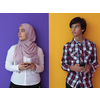 arab teenagers group using smart phones for social media networking and sharing of informations for online education