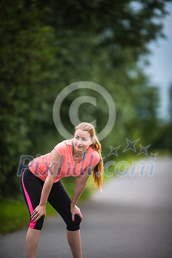 Young woman running outdoors on a lovely sunny winter/fall day Young woman running outdoors on a lovely sunny winter/fall day