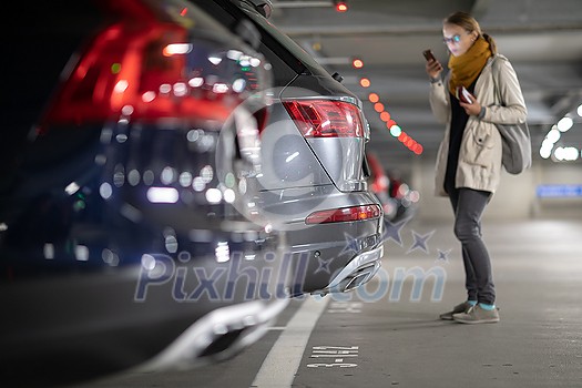 Underground garage or modern car parking with lots of vehicles, perspective Underground garage or modern car parking with lots of vehicles, perspective